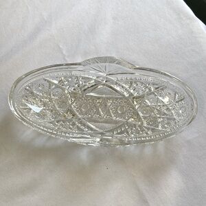 American Brilliant Cut Crystal ABP Relish Bowl Floral Diamond Cut~True graded.